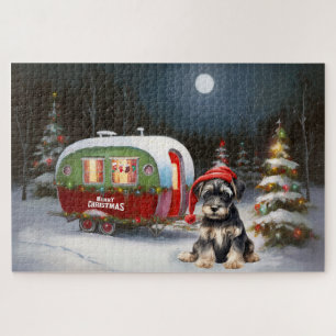 Winter Schnauzer Caravan Christmas Adventure Jigsaw Puzzle