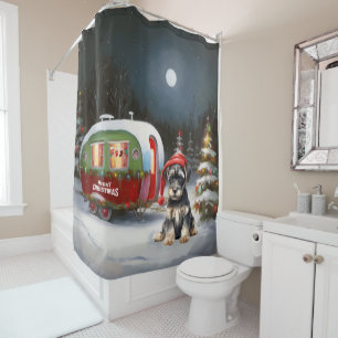 Winter Schnauzer Caravan Christmas Adventure Shower Curtain
