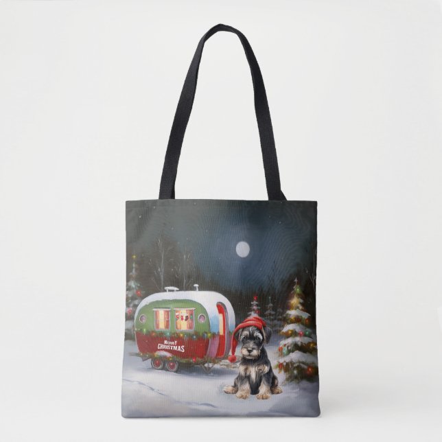 Winter Schnauzer Caravan Christmas Adventure Tote Bag (Front)