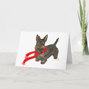 Winter Scottie in Wam Scarf Holiday Card