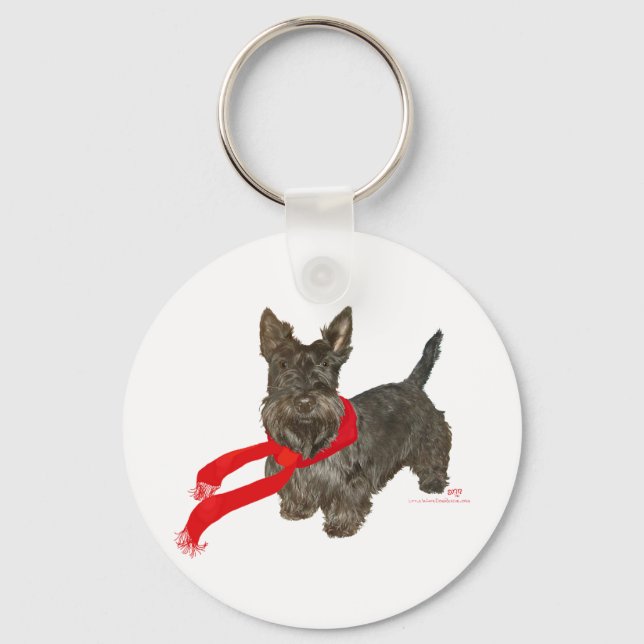 Winter Scottie in Wam Scarf Key Ring (Front)