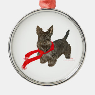 Winter Scottie in Wam Scarf Metal Ornament