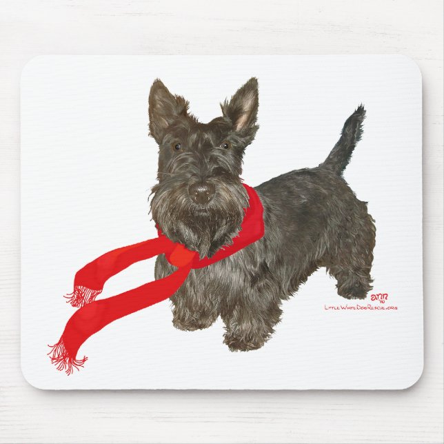Winter Scottie in Wam Scarf Mouse Pad (Front)