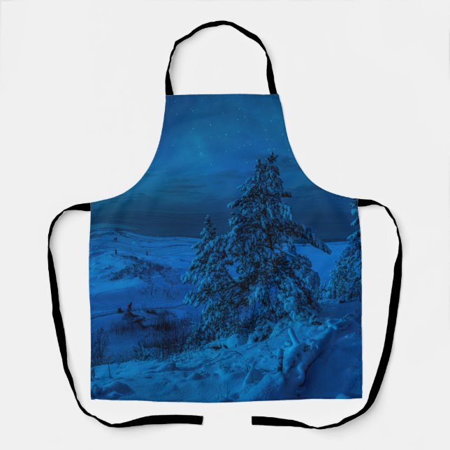 Winter sea coast in moonlight apron (Front)