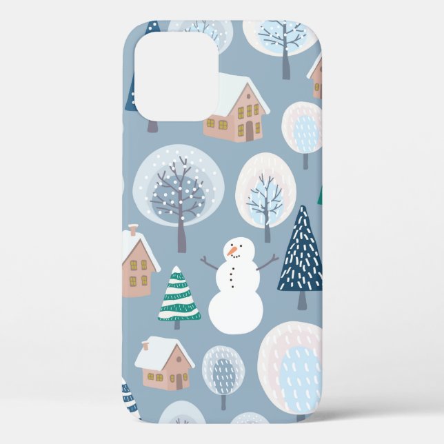 Winter seamless pattern with abstract flat handdra Case-Mate iPhone case (Back)
