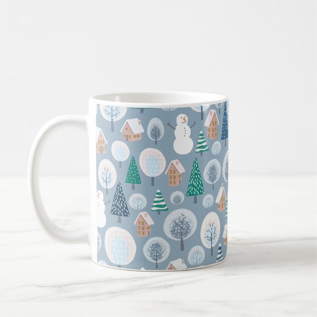 Winter seamless pattern with abstract flat handdra coffee mug (Left)