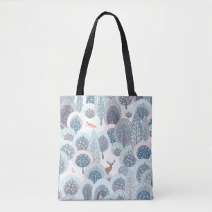 Winter seamless pattern with abstract flat handdra tote bag