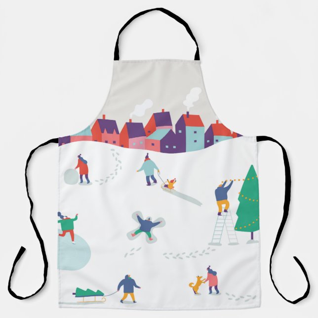 Winter season background people characters. Winter Apron (Front)