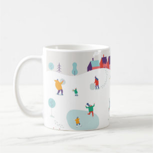 Winter season background people characters. Winter Coffee Mug