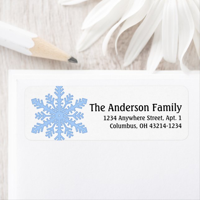 Winter Season Blue Snowflake Address Return Address Label (Insitu)