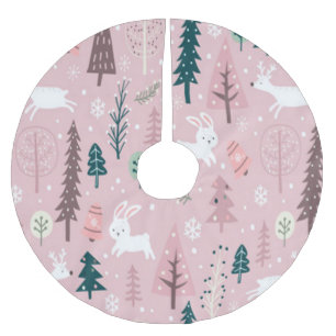 winter season seamless pattern decoration brushed polyester tree skirt