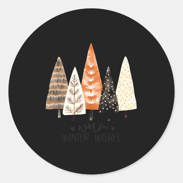 Winter Season Simple Ne Trees  Classic Round Sticker (Front)