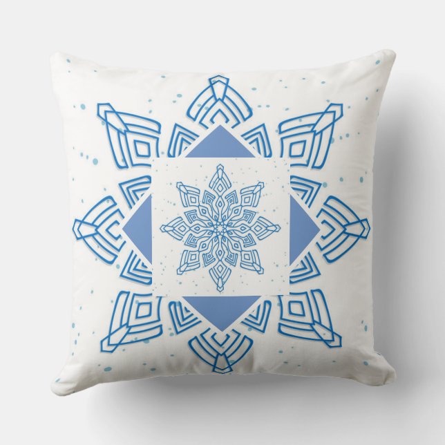 Winter Season Snowflake Throw Pillow (Back)