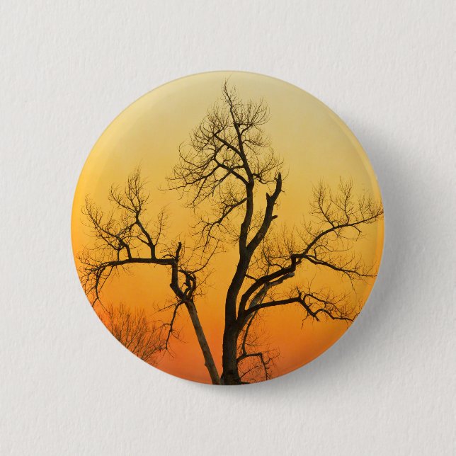 Winter Season Sunset Tree 6 Cm Round Badge (Front)