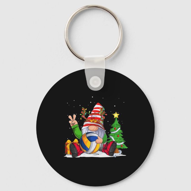 Winter Season Volleyball Gnome Christmas  for Boys Key Ring (Front)