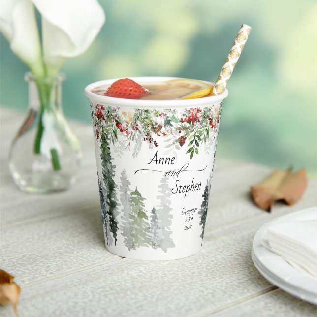 Winter Season Wedding Woodland Paper cup (Insitu)