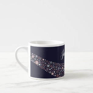 Winter seasonal custom name pink snowflake espresso cup