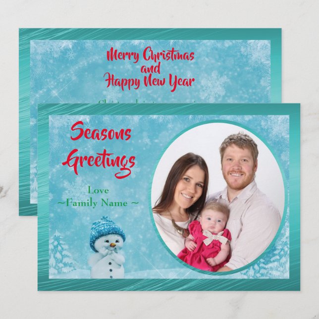Winter Seasons Greetings Christmas New Year Photo Holiday Card (Front/Back)