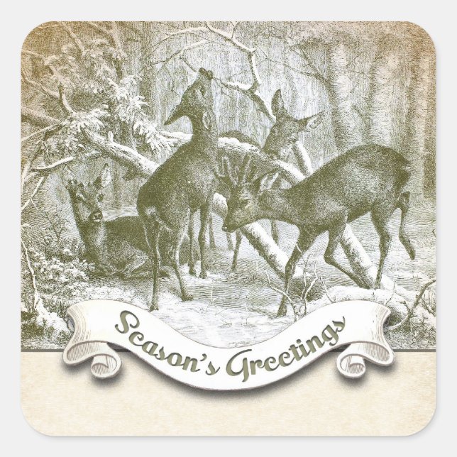 winter season's greetings vintage sticker (Front)