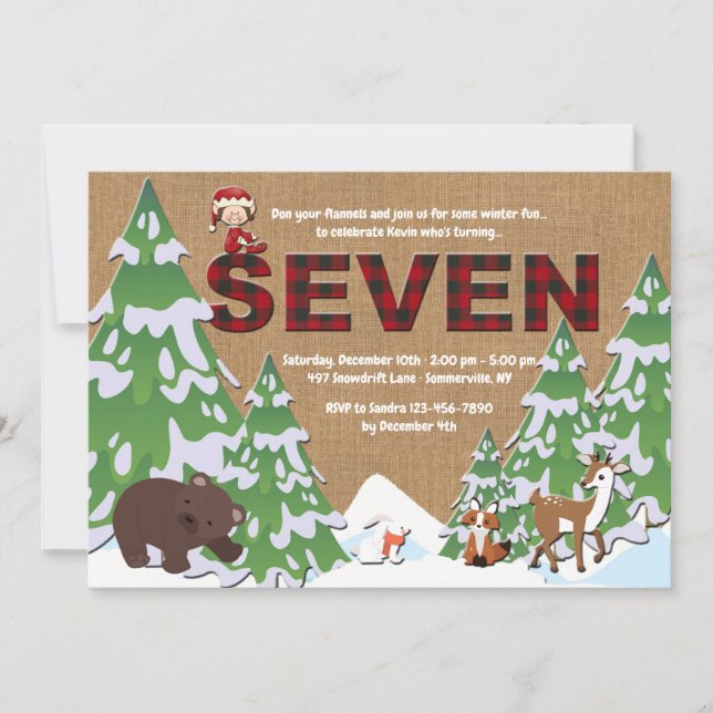 Winter Seven Birthday Party Invitation (Front)