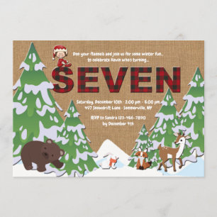 Winter Seven Birthday Party Invitation