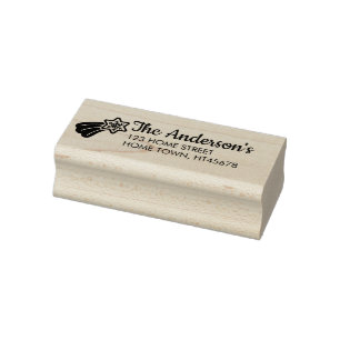 Winter Shooting Star Name Return Address Rubber Stamp