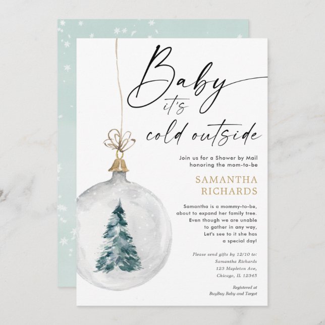 Winter Shower by Mail gender neutral baby shower Invitation (Front/Back)