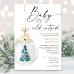 Winter Shower by Mail pink gold girl baby shower Invitation<br><div class="desc">For more advanced customisation of this design,  simply select the "Customise It" button above!</div>