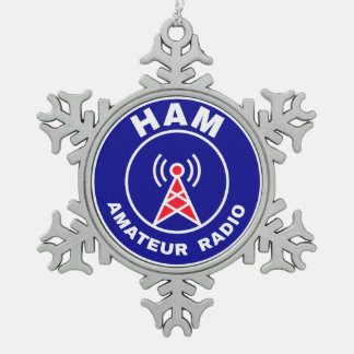 Winter Signals HAM Radio Amateur Operator Badge Snowflake Pewter Christmas Ornament