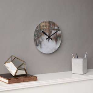 Winter Silence by the Window Round Clock