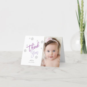 Winter Silver Glitter Snowflake Thank You Photo
