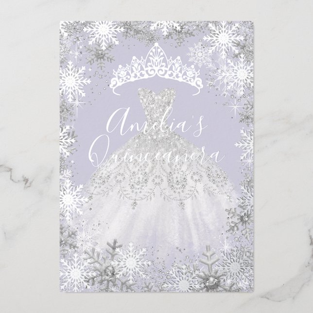 Winter Silver Purple Snowflake Quinceanera (Front)