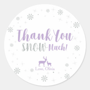 Winter, Silver & Purple Thank you snow much Classic Round Sticker