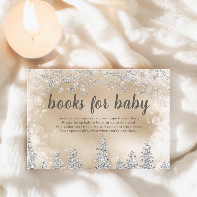 Winter silver snow pine gold books for baby enclosure card (Winter silver snow pine gold books for baby enclosure card)