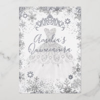 Winter Silver Snowflake White Quinceanera