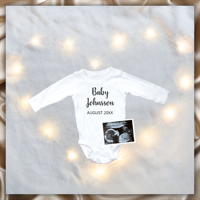 Winter Simple Sonogram Ultrasound Photo Pregnancy Announcement (winter photo pregnancy announcement)