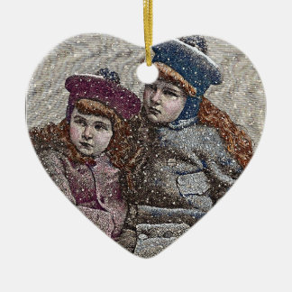 Winter Sisters Ceramic Tree Decoration