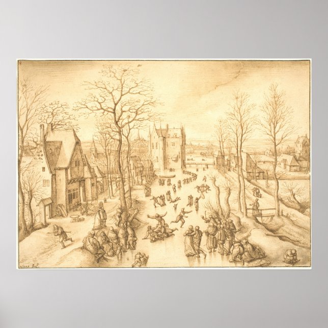 Winter Skaters - Hans Bol Fine Art Poster (Front)