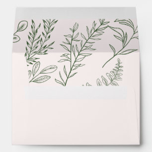Winter Sketched Botanical Blush Pink Holiday Envelope
