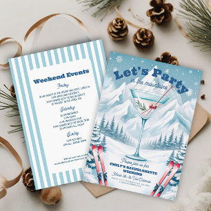 Winter ski bachelorette party weekend invitation