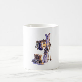 Winter Ski Boots and Lantern Coffee Mug