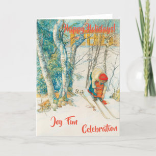 Winter Ski by Carl Larsson Holiday Card