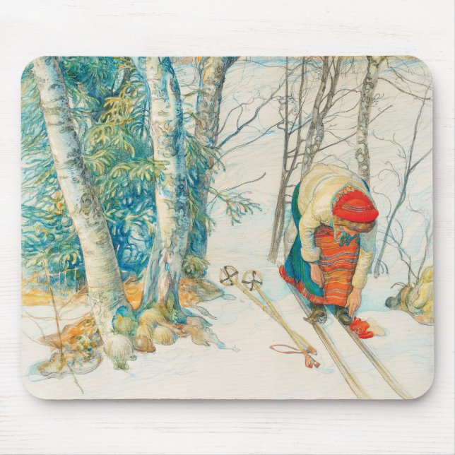 Winter Ski by Carl Larsson Mouse Pad (Front)