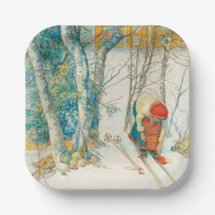 Winter Ski by Carl Larsson Paper Plate