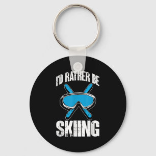 Winter Ski Funny Skier Id Rather Be Skiing Key Ring