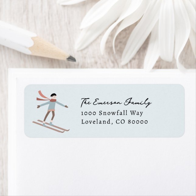 Winter Ski Holiday Return Address Label (Insitu)