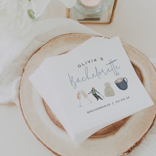 Winter Ski Resort Personalised Bachelorette Party Napkin (Creator Uploaded)