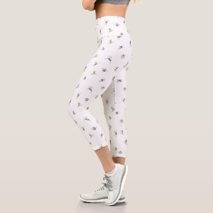 Winter Skiers In Action Pattern Capri Leggings