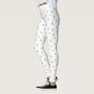 Winter Skiers In Action Pattern Leggings