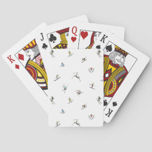 Winter Skiers In Action Pattern Playing Cards